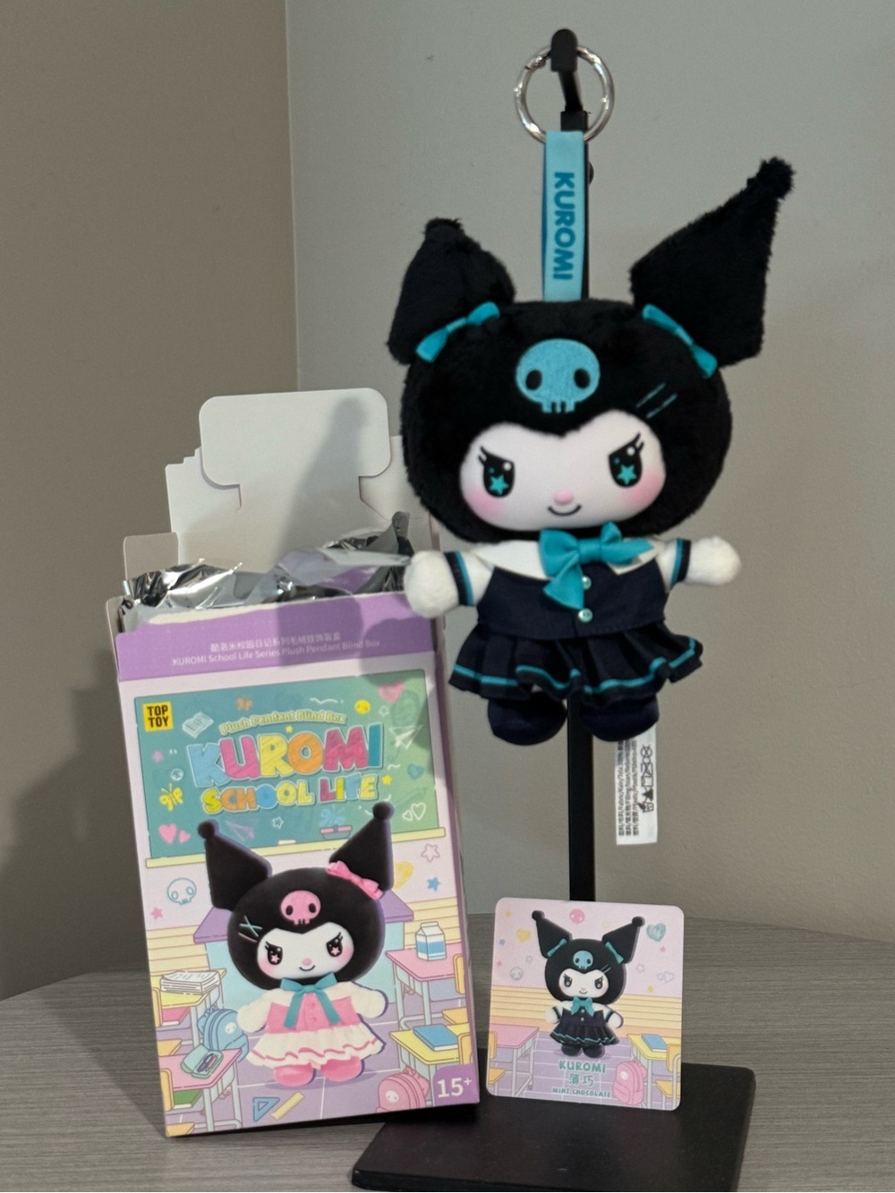 Top Toy Kuromi School Life Plush Keychain - Confirmed Mint Chocolate